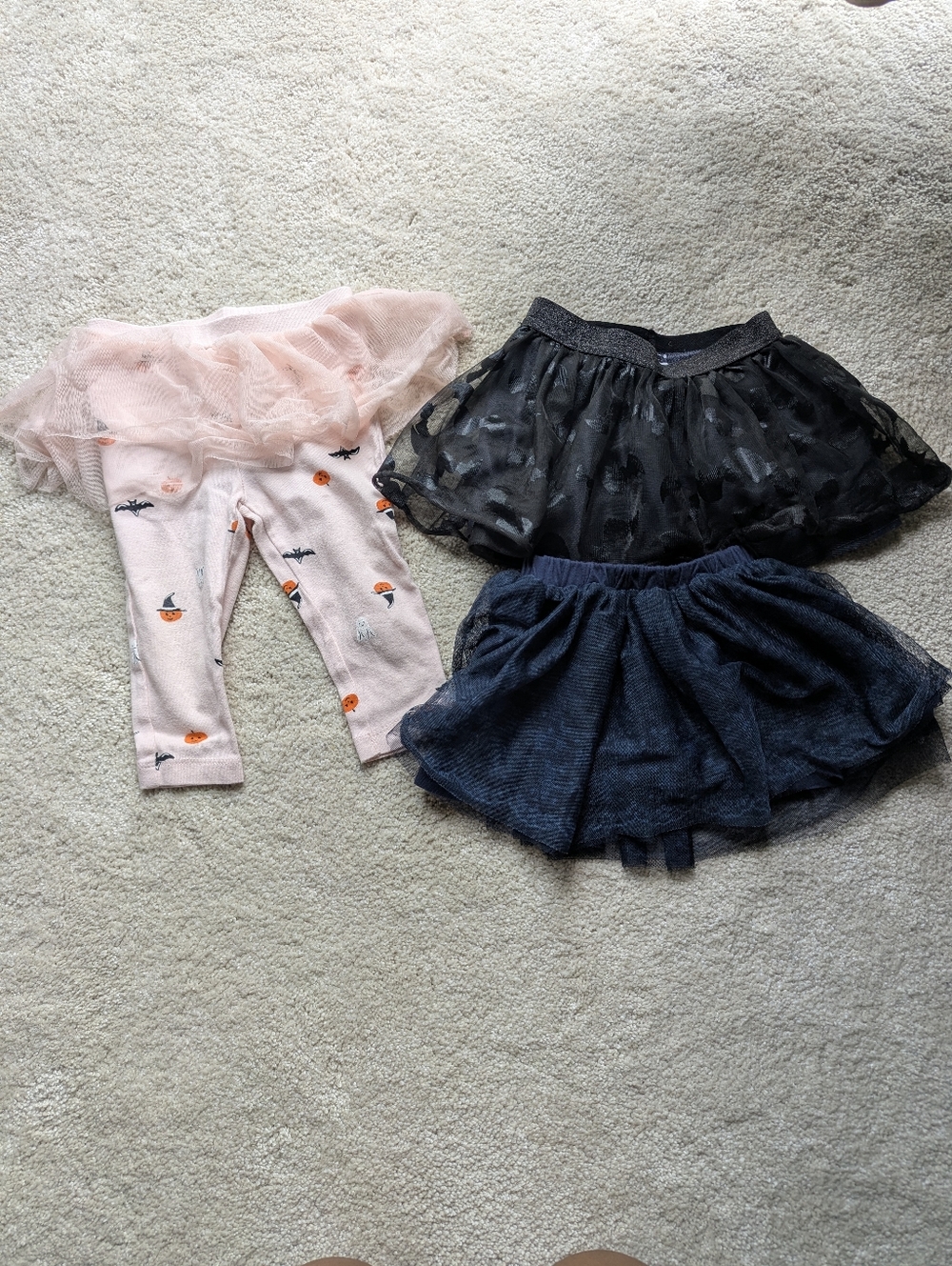 Girls Pink Halloween Tutu Leggings and Black/Navy Tutu Skirts Set - 9 To 12M